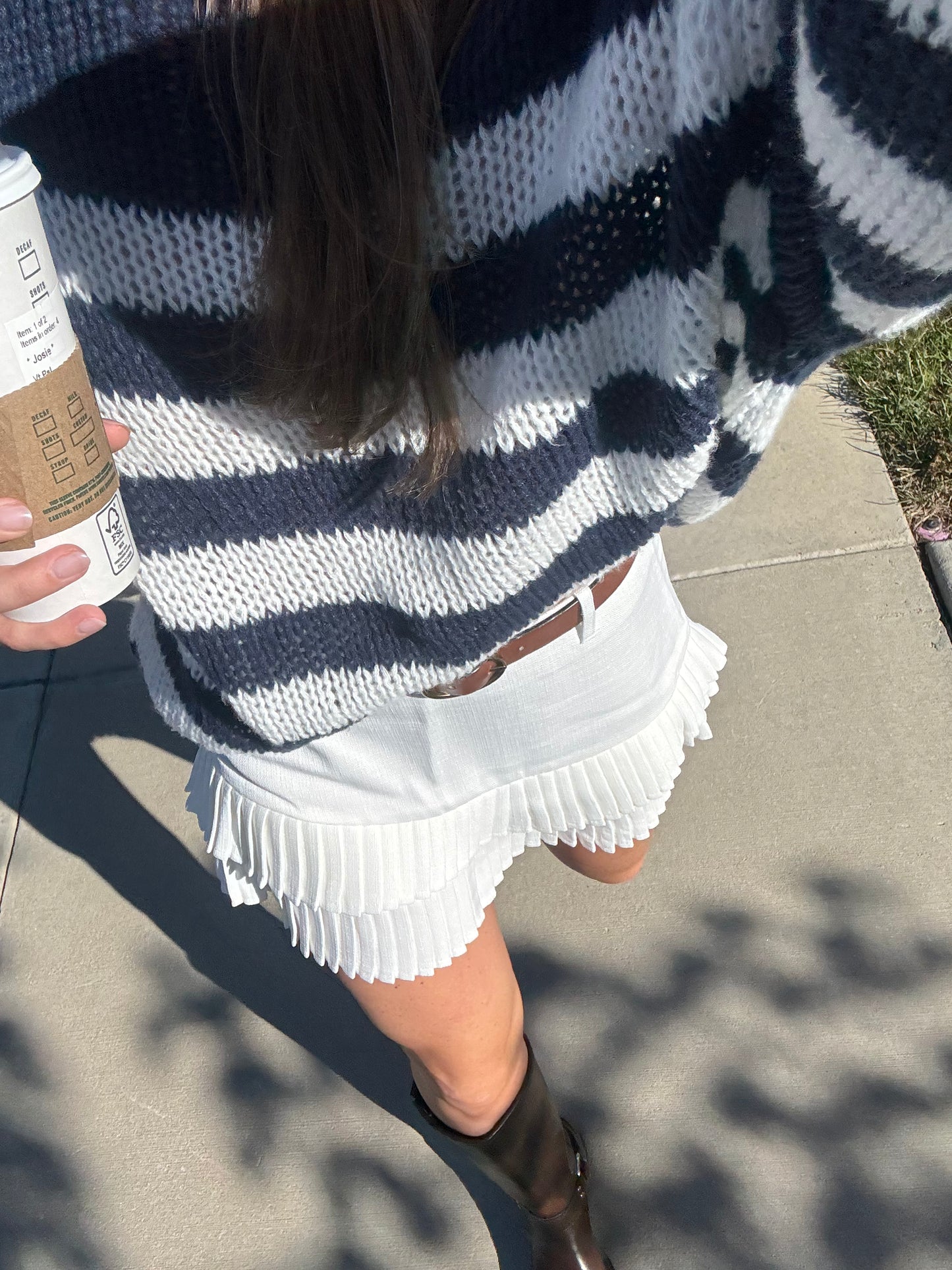 Isabelle Striped Sweater- Gray