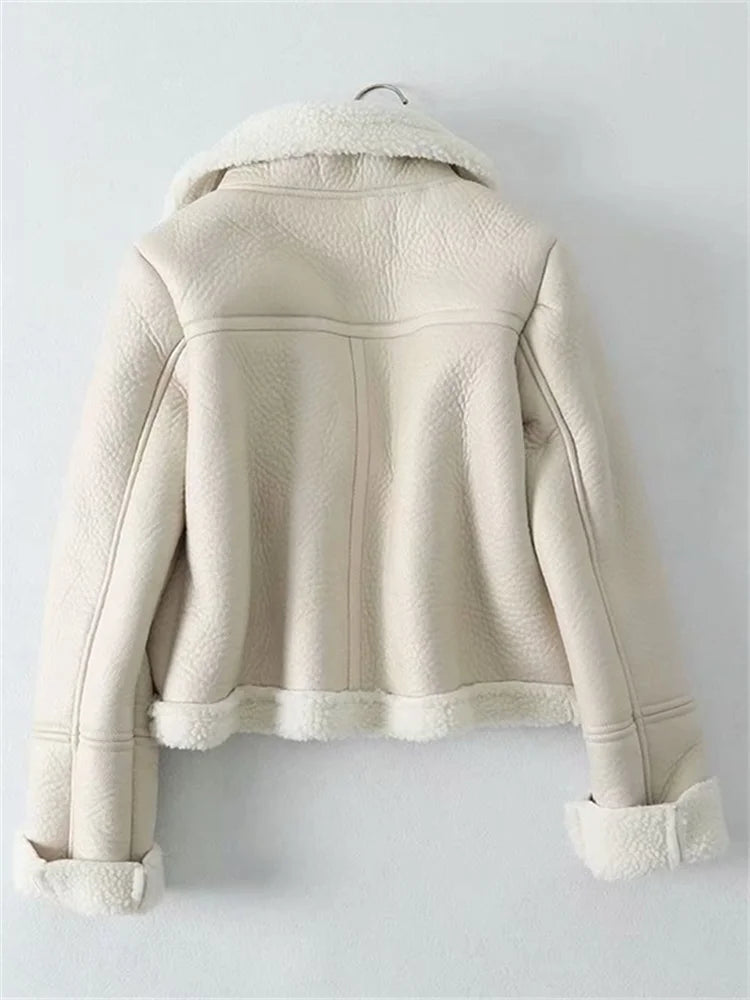 Lucy Leather Jacket- Beige