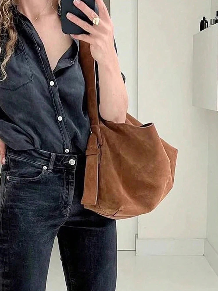 The Harper Suede Tote – Large Capacity Shoulder & Crossbody Bag