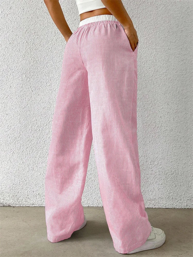 Candice Double Waistband Pants- pink