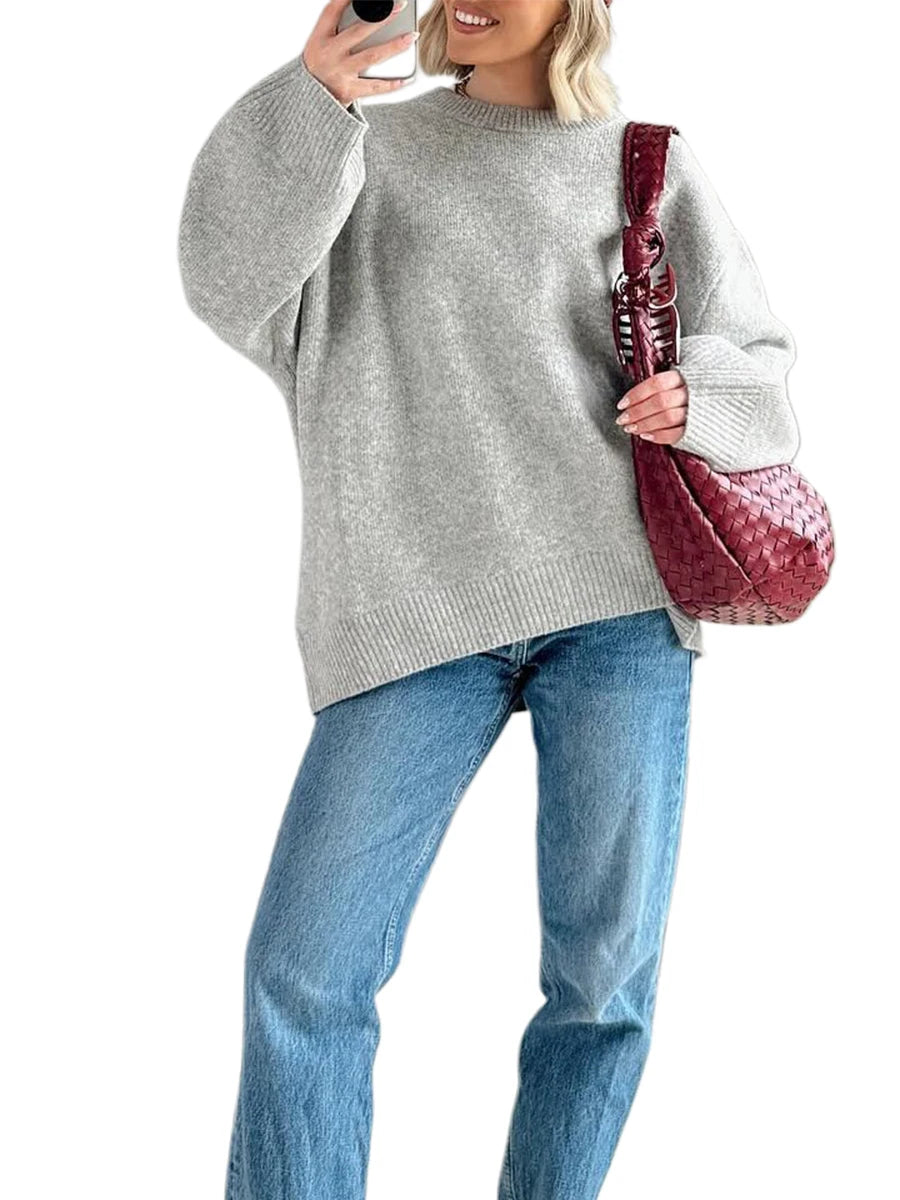 Brielle O-Neck Sweater- pink