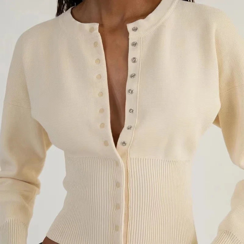 Kyla Ribbed Knit Cardigan- cream