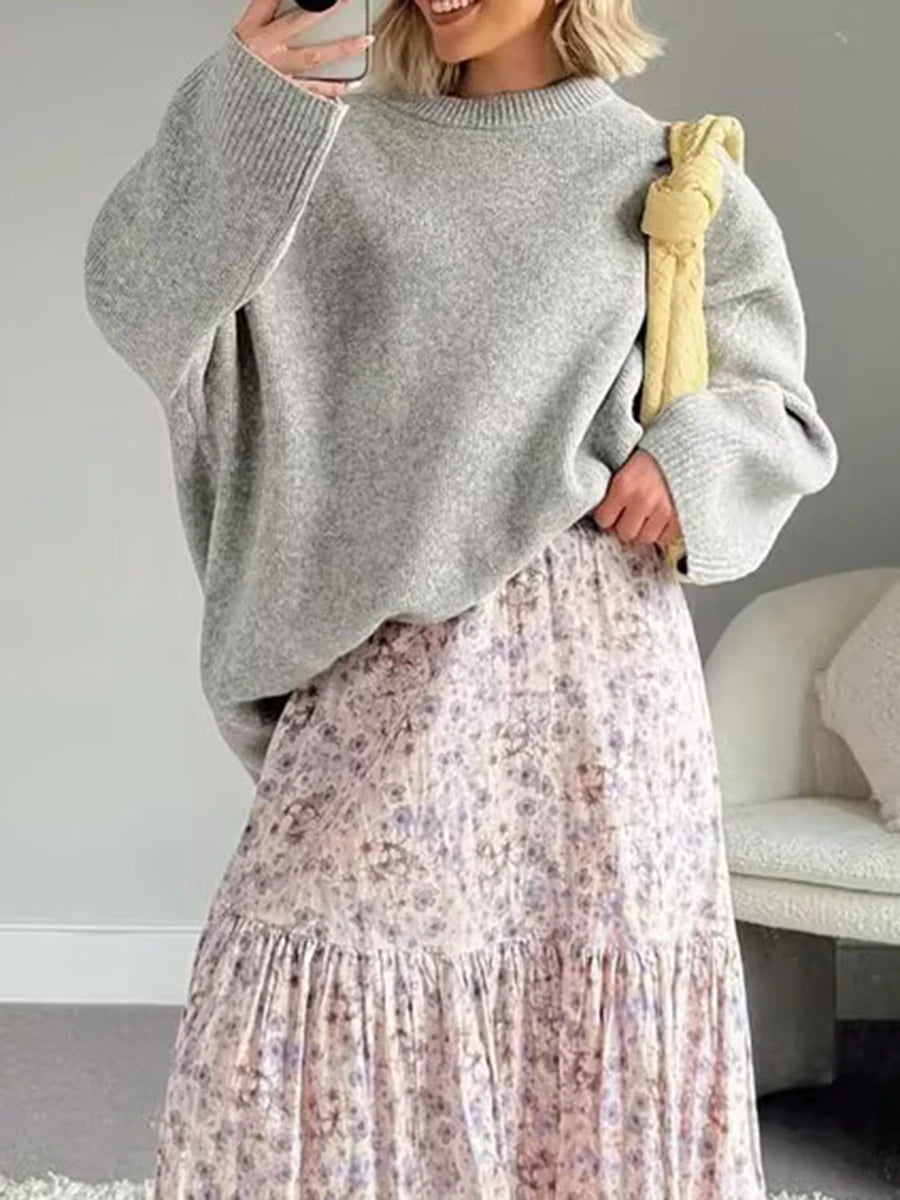 Brielle O-Neck Sweater- pink