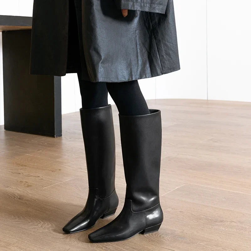 Whitney Tall Western Boots- black sleek