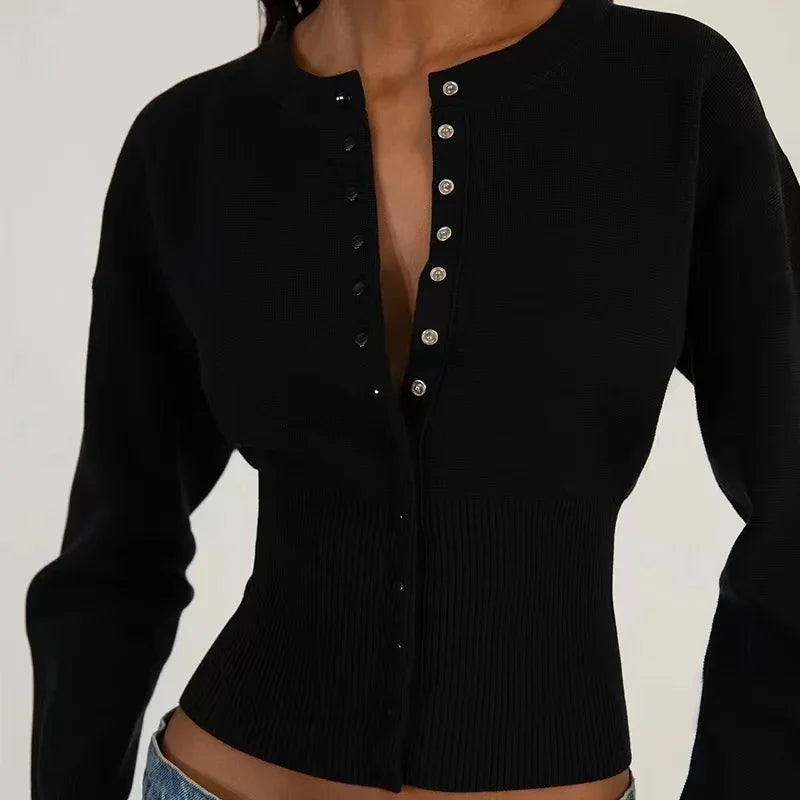 Kyla Ribbed Knit Cardigan- cream