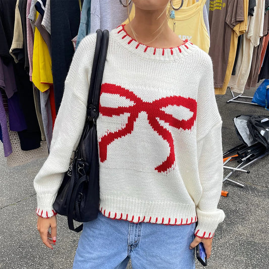Jackie Bow Pullover- White