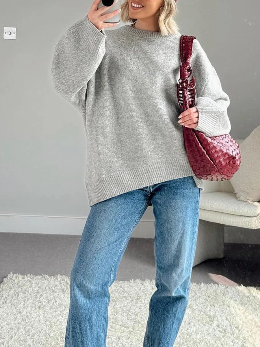 Brielle O-Neck Sweater- pink