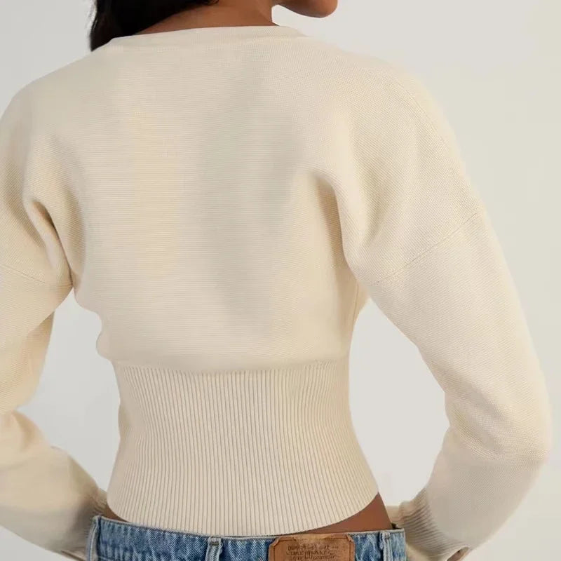 Kyla Ribbed Knit Cardigan- cream
