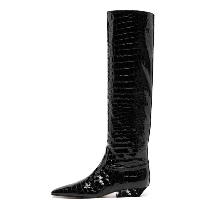 Whitney Tall Western Boots- black sleek