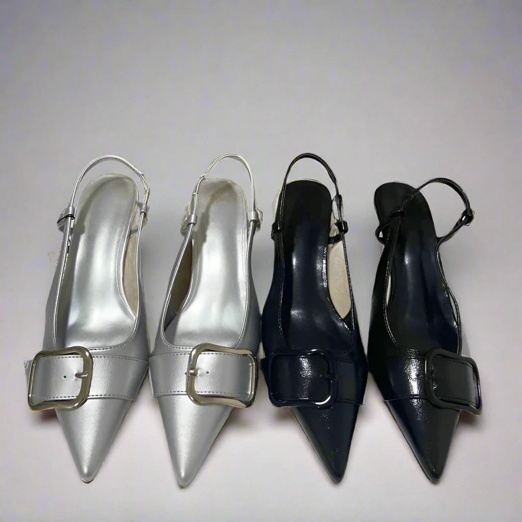 Buckle Down Kitten Heels- black
