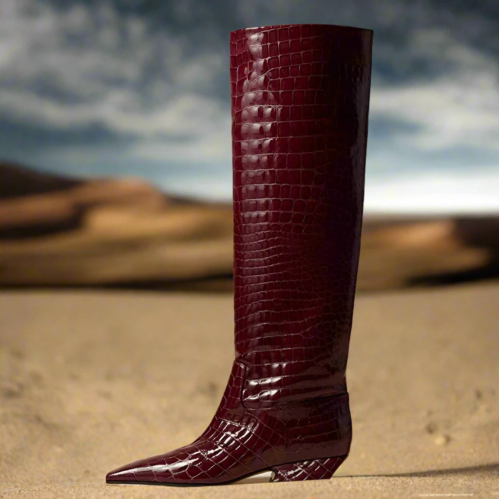Whitney Tall Western Boots- black sleek