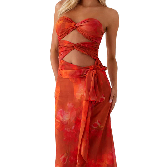 Twist of Fate Top- red floral