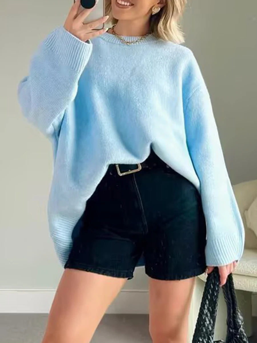 Brielle O-Neck Sweater- pink