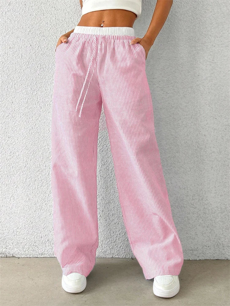 Candice Double Waistband Pants- pink