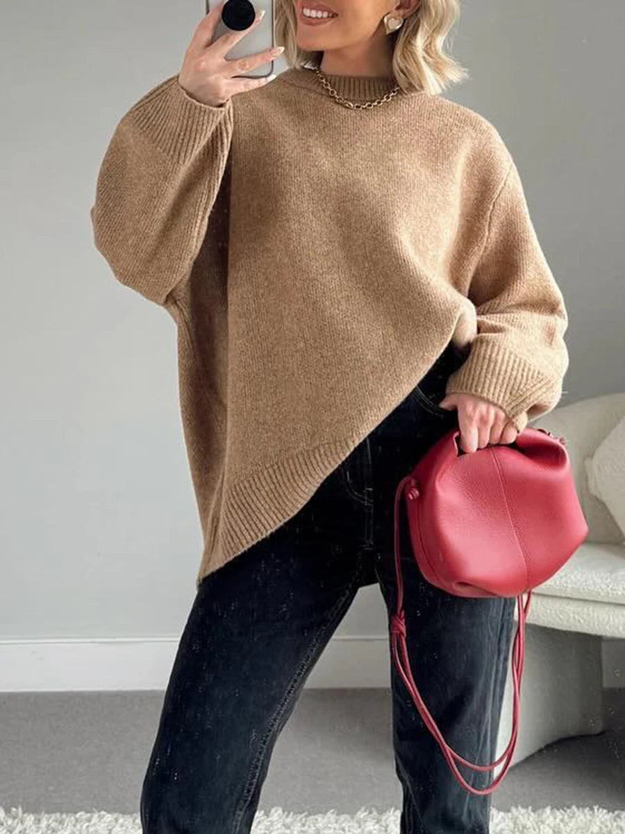 Brielle O-Neck Sweater- pink