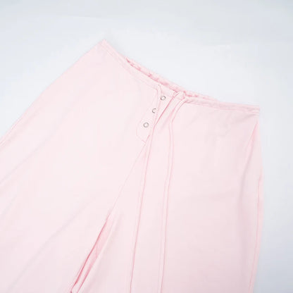 The Mila Lounge Set – Button-Up Long Sleeve Top & Wide-Leg Drawstring Pants