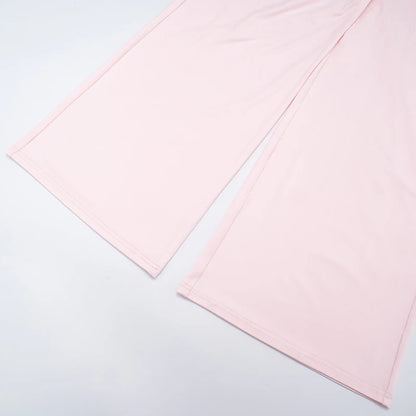The Mila Lounge Set – Button-Up Long Sleeve Top & Wide-Leg Drawstring Pants