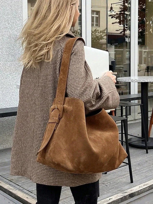 The Harper Suede Tote – Large Capacity Shoulder & Crossbody Bag