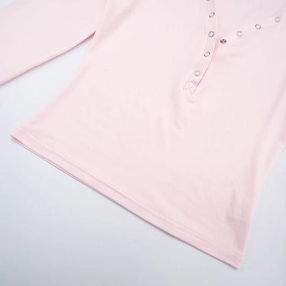 The Mila Lounge Set – Button-Up Long Sleeve Top & Wide-Leg Drawstring Pants